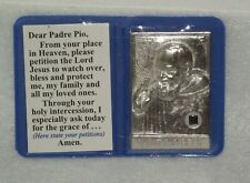 New old stock medal pocket shrine St Padre Pio relic prayer card folder picture