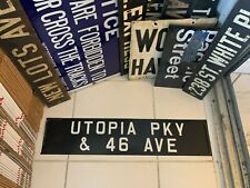 NY NYC BUS ROLL SIGN UTOPIA PARKWAY 46th AVENUE FLUSHING CEMETERY BAYSIDE QUEENS picture