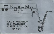 Vintage KB6FMY Foster City California USA 1987 Amateur Radio QSL Card picture