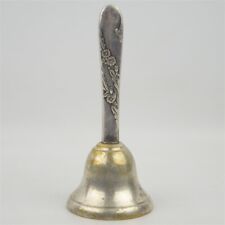 Vintage Small Silverplated Brass Fancy Dinner Bell Hollow Handle 6