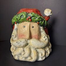 Large Old World Santa Claus Head Vintage Style Paper Mache Bucket w Handle picture