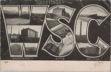 Greetings from the WSC Washington State College Large Letter 1907 RPO Postcard picture