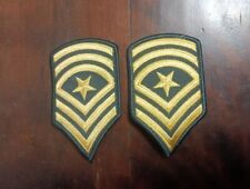 Army Sergeant Major E-9 Rank (Gold on Green) Chevron Male Patches - Pair picture