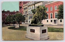 c1907 Barye Lion Monument Mt. Vernon Downtown Baltimore Maryland MD Postcard picture
