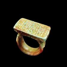 UNIQUE Authentic Antique Crafted Stone Ring Ancient Egyptian with Hieroglyphics picture