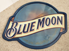 Authentic 2004 BLUE MOON BREWING COMPANY Glass Beer Sign Man Cave Breweriana picture