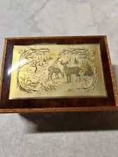 Vintage Reuge Wooden Music Box Plays White Christmas Decorative Inlay 3763/7500 picture