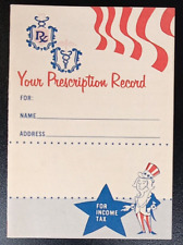 Owens Illinois RX Prescription Record Income Tax Patriotic Uncle Sam Pharmacy picture