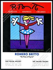 1995 Romero Britto Dancing Alone painting NY gallery vintage print ad picture