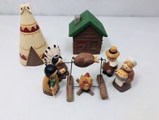 Light Wood Carved Native Americans & Pilgrims Midwest Imports of Cannon Falls picture