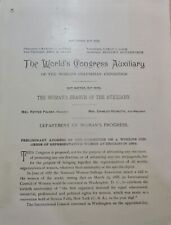 SCARCE & INTERESTING DOCUMENT  COLUMBIAN EXPO'S AUXILIARY WOMEN'S CONGRESS picture