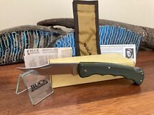 Buck Knife 110 - Vintage 4-Dot with OD Green Valox Frame Box/Sheath/Papers *NOS* picture
