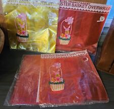 4 VINTAGE 1960's CELLOPHANE ORG PLASTIC EASTER GIFT WRAP TRANSPARENT picture