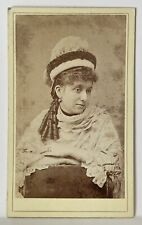 Antique Victorian CDV Photo Card Woman Pretty Lady Wearing Hat picture