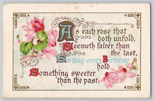 Postcard  Birthday Wish Greetings Roses Embossed c 1913 picture