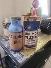VINTAGE labeled BROMO SELTZER COBALT BLUE BOTTLE - SCREW TOP - collectible  picture