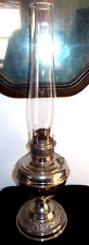 ANTIQUE B&H Bradley & Hubbard  EMBOSSED BASE NICKEL OIL LAMP PAT. NOV. 20. 84 picture