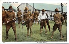 Bayonet Drill - Life in US Army - c1915-1920 White Border Postcard - WWI picture