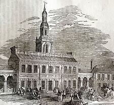 Carpenters Hall Philadelphia 1845 Woodcut Print Victorian Revolution DWY9C picture
