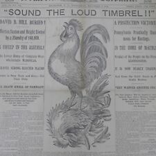 1894 Mid-Term Election Newspaper Rochester Democrat Chronicle Republican Rooster picture