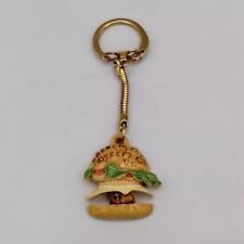 Vintage 80s Wendy's Where's The Beef Plastic Hamburger Keychain Novelty 1984 picture