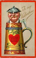 Vintage Valentine Postcard German Man Beer Stein Booze Liquor Humor Tuck's picture