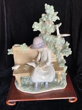 Rare Large Vintage 1983 Lladro NAO Girl Sitting On Bench W/Doves on Base: Spain picture