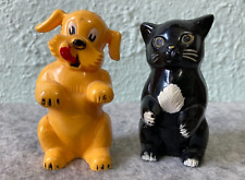 Ken-L-Ration Dog Puppy Cat Kitty Food Salt Pepper Shakers 1950 Plastic F&F Mold picture
