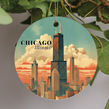 Chicago Illinois Ornament, Christmas Gift, Willis Tower, Travel Ornament picture