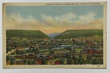 Vintage Postcard, Birds Eye View, Cumberland Maryland MD, Posted 1943 picture