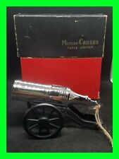 Unfired Vintage Modern Field Cannon Table Lighter Chrome With Original Box HTF picture