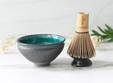Blue & Black Matcha Set: Matcha Bowl, Bamboo Matcha Whisk, Ceramic Whisk Holder picture