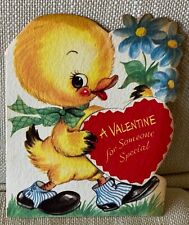 VTG 1949 American Greetings DieCut Valentine Card Anthropomorphic Duck picture
