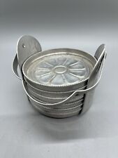 BAR 1950-60S ALUMINUM 6 METAL DRINK COASTERS CADDY HOLDER Vintage picture