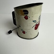 Vintage Bromwell's 3 Cup Flour Sifter Apple Design Black Knob Farmhouse Baking picture