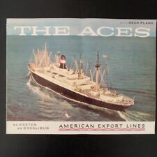 SS EXETER SS EXCALIBUR American Export Lines THE ACES 1961 Brochure Deck Plan picture
