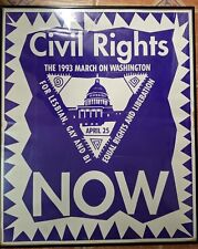 Original 1993 Civil Rights March For Lesbian, Gay, And Bi Poster/Sign Framed 👀 picture