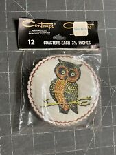 Vintage Contempo Coasters Mid Century MCM Owl - 12 New In Sealed Pkg Coasters picture