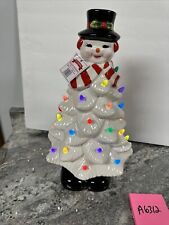 Mr. Christmas Ceramic Snowman White Tree Multi-Color 14” Lighted Read picture