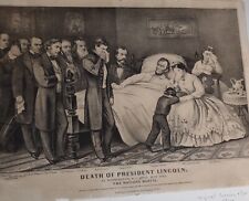 Abraham Death of President Lincoln Antique Currier & Ives Deathbed 4/15/1865  picture