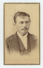Antique CDV c1870s Handsome Man With Mustache Wearing Suit Martyr Norborne, MO picture