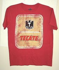 Tecate Mexican Beer Label Logo Red Advertising T-Shirt New NOS Sz Med 2013 picture