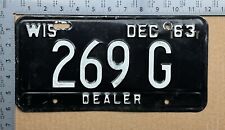 1963 Wisconsin dealer license plate 269 G Ford Chevy Dodge 15812 picture