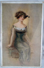 Antique Postcard Lovely 19th Century Lady in Low Cut dress picture
