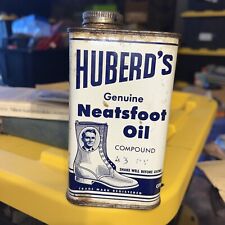 *Antique HUBERD'S Genuine Neatsfoot Oil Compound 1/2 Fluid Pint Can picture