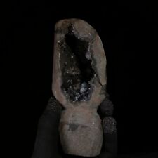Rare Black Calcite Scolecite and Chalcedony Geode Stunning Natural Formation770g picture