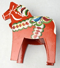 Vintage Nils Olsson Dala Horse Napkin Holder Hand Painted Red Sweden 5
