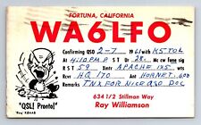 Vintage Ham Radio Amateur QSL QSO Postcard WA6LFO Fortuna, California 1961 picture