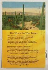 Out Where the West Begins 1948 Poetry & Cactus Postcard picture