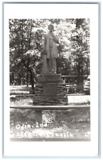 Odin Indiana IN Postcard RPPC Photo Correll's Lincoln Statue c1940's Vintage picture